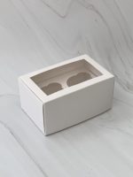 Коробка с окном под 2 капкейка, белый (21592) КУ-055
