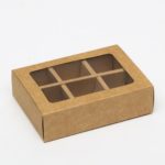 Коробка с окном под 6 конфет крафт (5 шт) Ку-296
