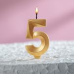 Свеча в торт "Грань", цифра "5", золотой металлик, 6,5 см  5928489 — изображение 2