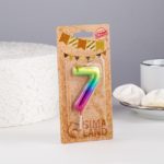 Свеча в торт "Акварель", цифра 7, 6 см 120319