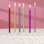 Свечи в торт коктейльные "Шайн", 6 шт, 13,5 см, металлик 7582964 — изображение 2