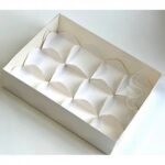 Коробка для Моти 12шт с прозрачной крышкой и ложементами 235*175*55  (белая)