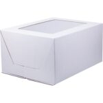 Коробка  300*400*200 мм для торта сборка-конверт с окном (белая)