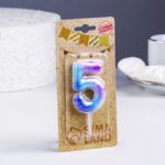 Свеча в торт на шпажке "Галактика", цифра 5, 5,5 см Артикул: 7663115 — изображение 2