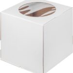 Коробка торт 280*280*300 мм с окном (белая)